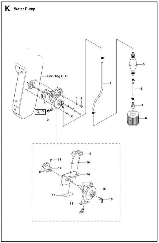 K Water Pump Parts For MS 510 By Husqvarna