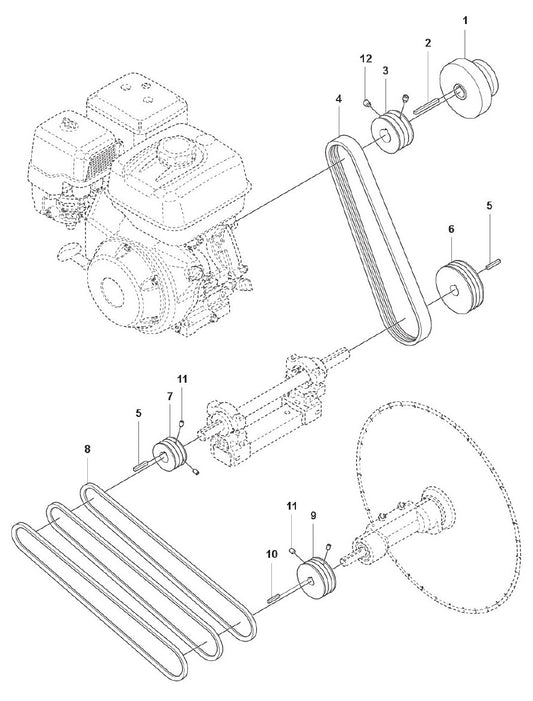 MS 610 G Pulley Assembly Parts by Husqvarna