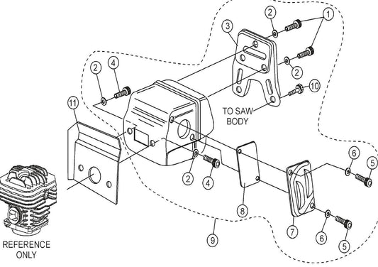 SHS81A Muffler Assembly Parts
