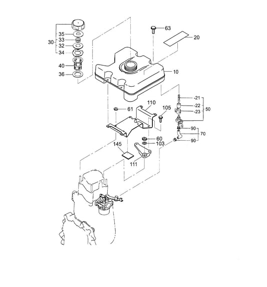 MVC40G Robin EH09-2D Fuel Tank Assembly Parts