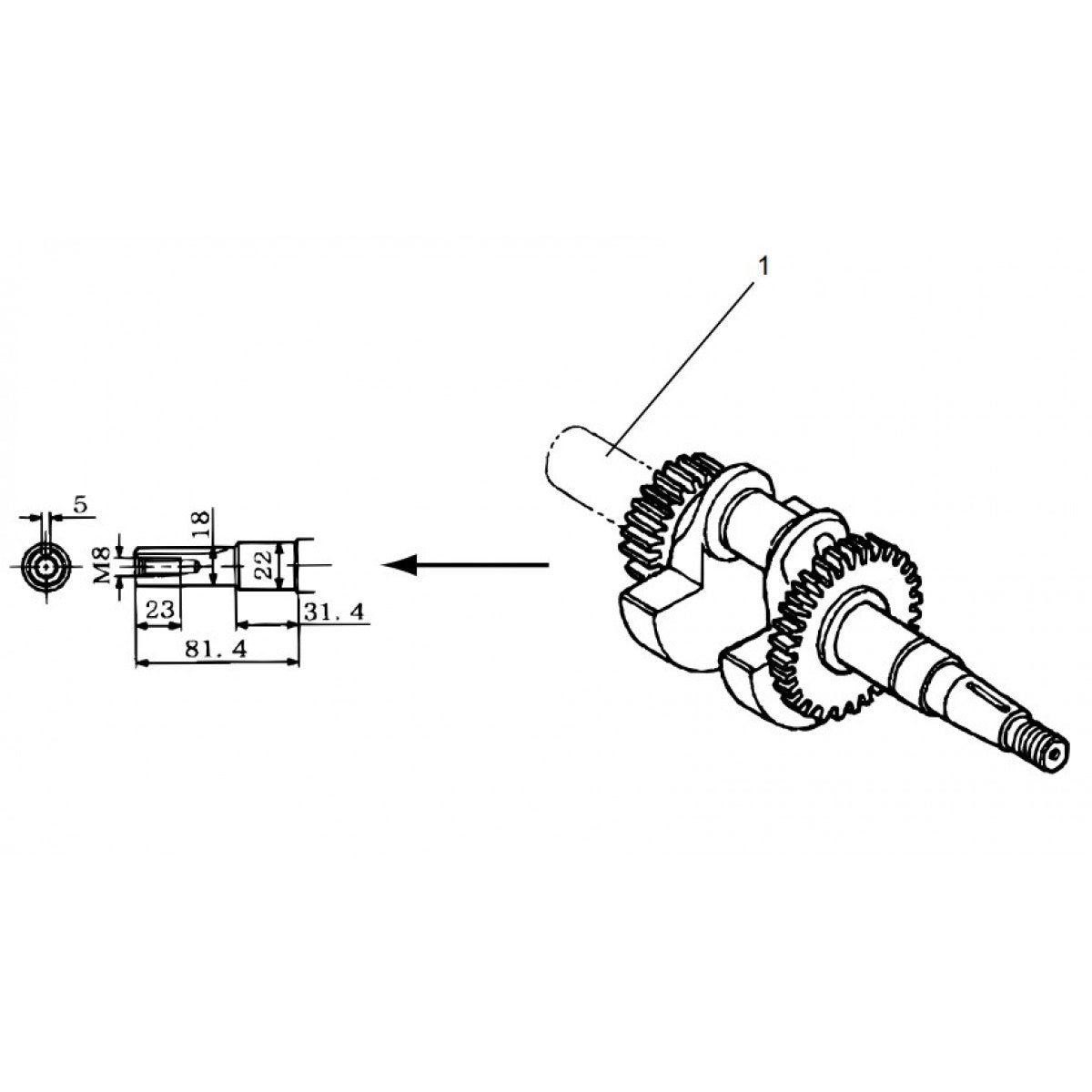 Crankshaft Assembly Parts-MVC64VH, MVC64VHW HONDA GX120U1SM12 Engine