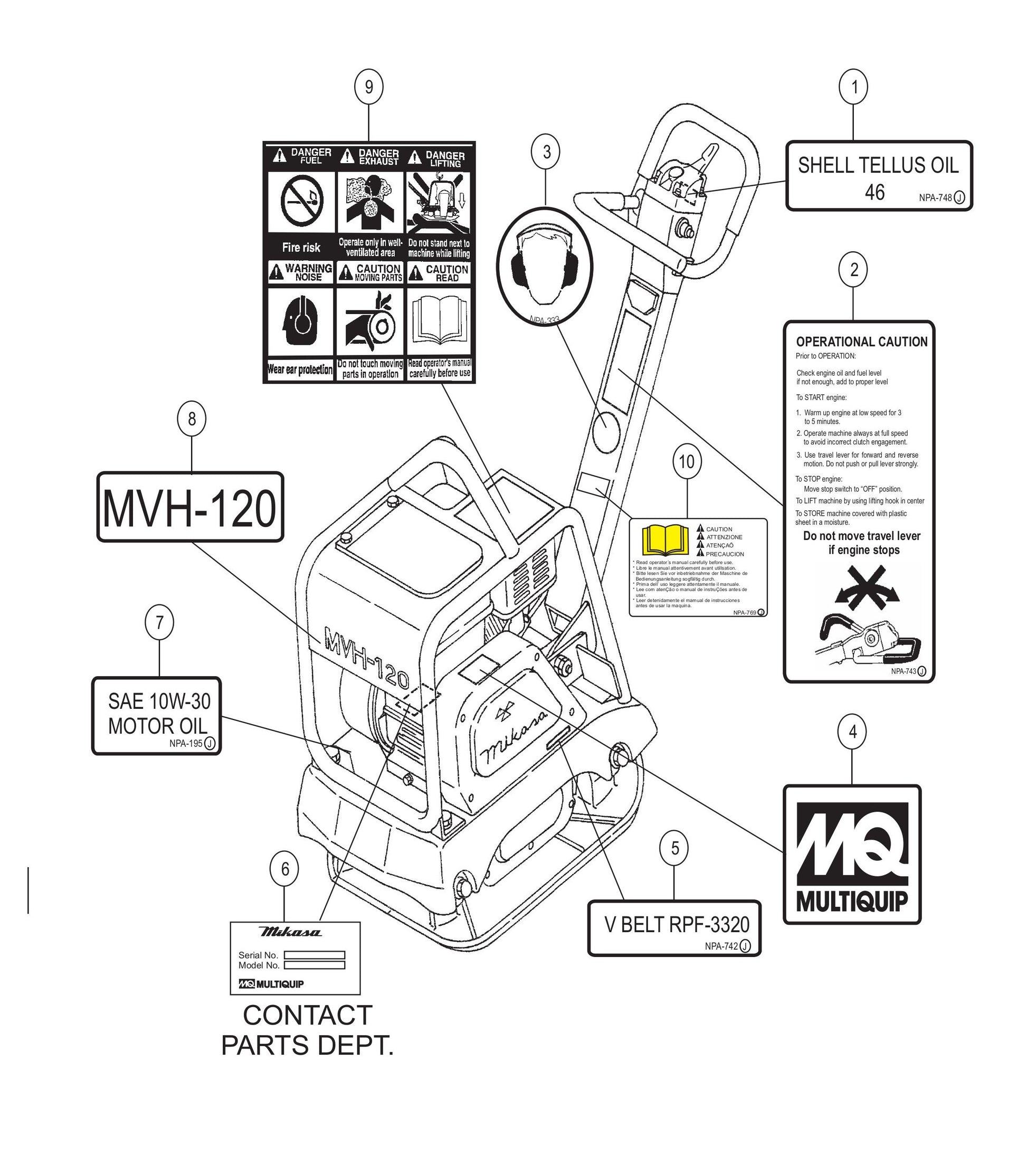 MVH120VGH Nameplate And Decals Assembly Parts