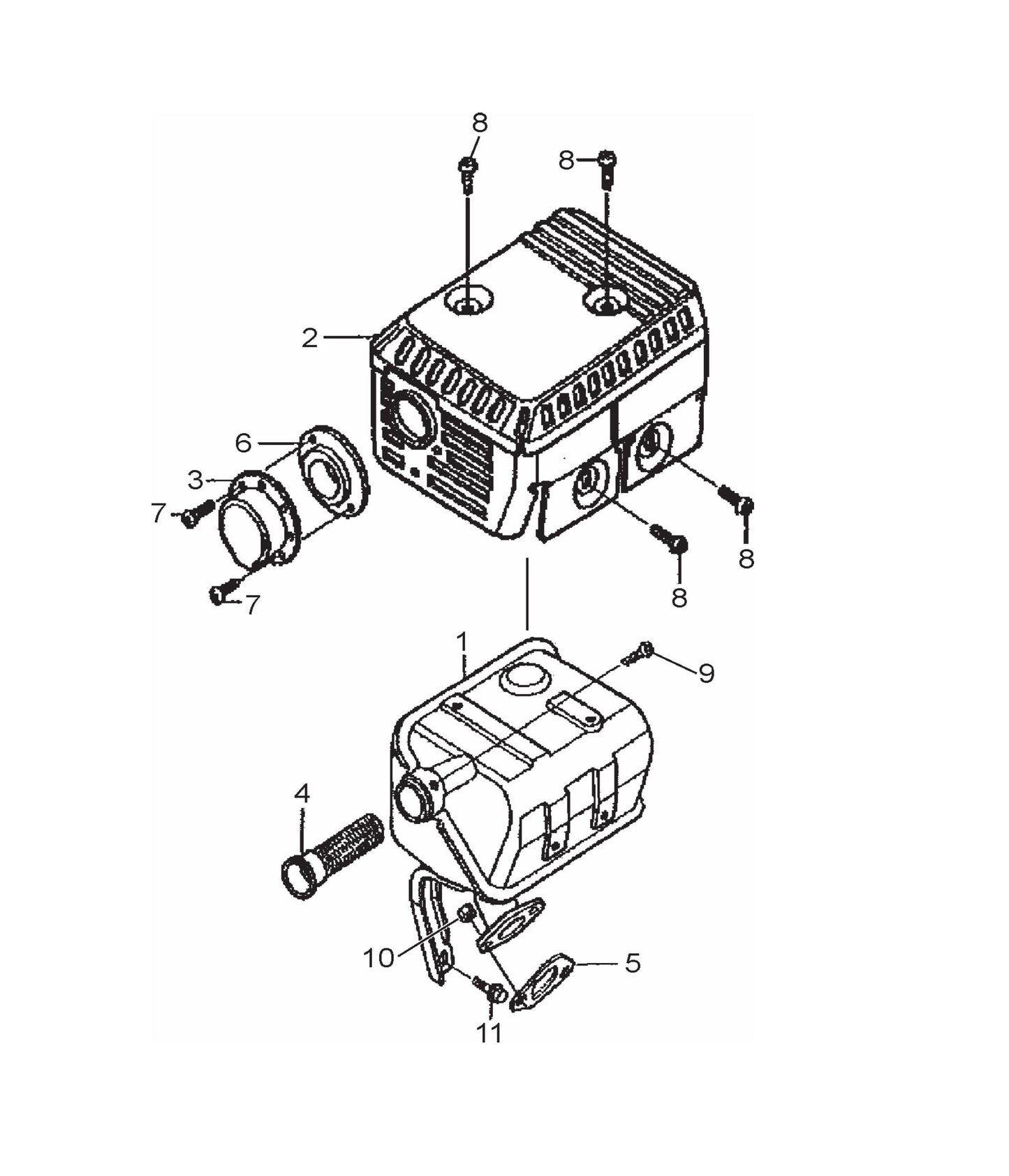 MVH120VGH GX160U1SMX4 Muffler Assembly Parts