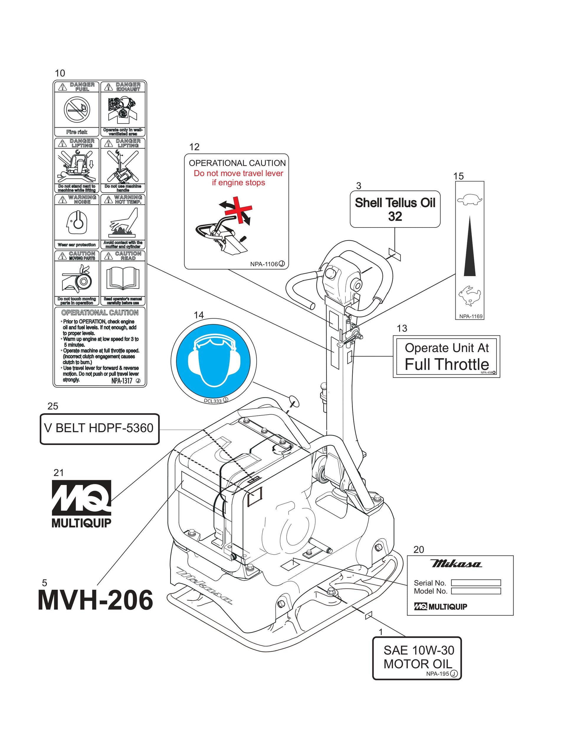 MVH206D Nameplate And Decals Assembly Parts