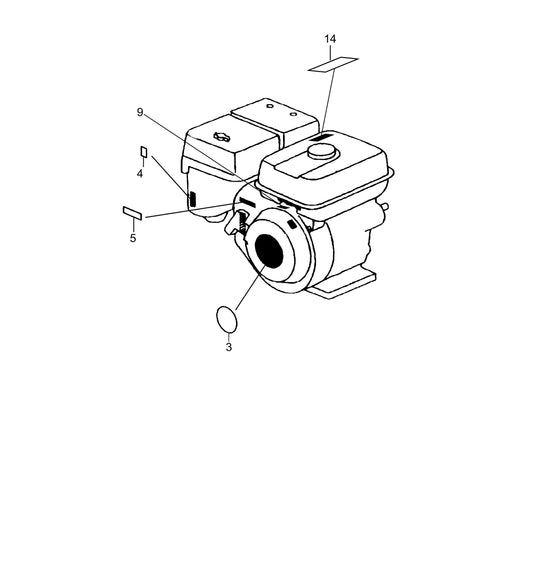MVH208GH Honda GX270UT2SCM Engine Labels Assembly Parts