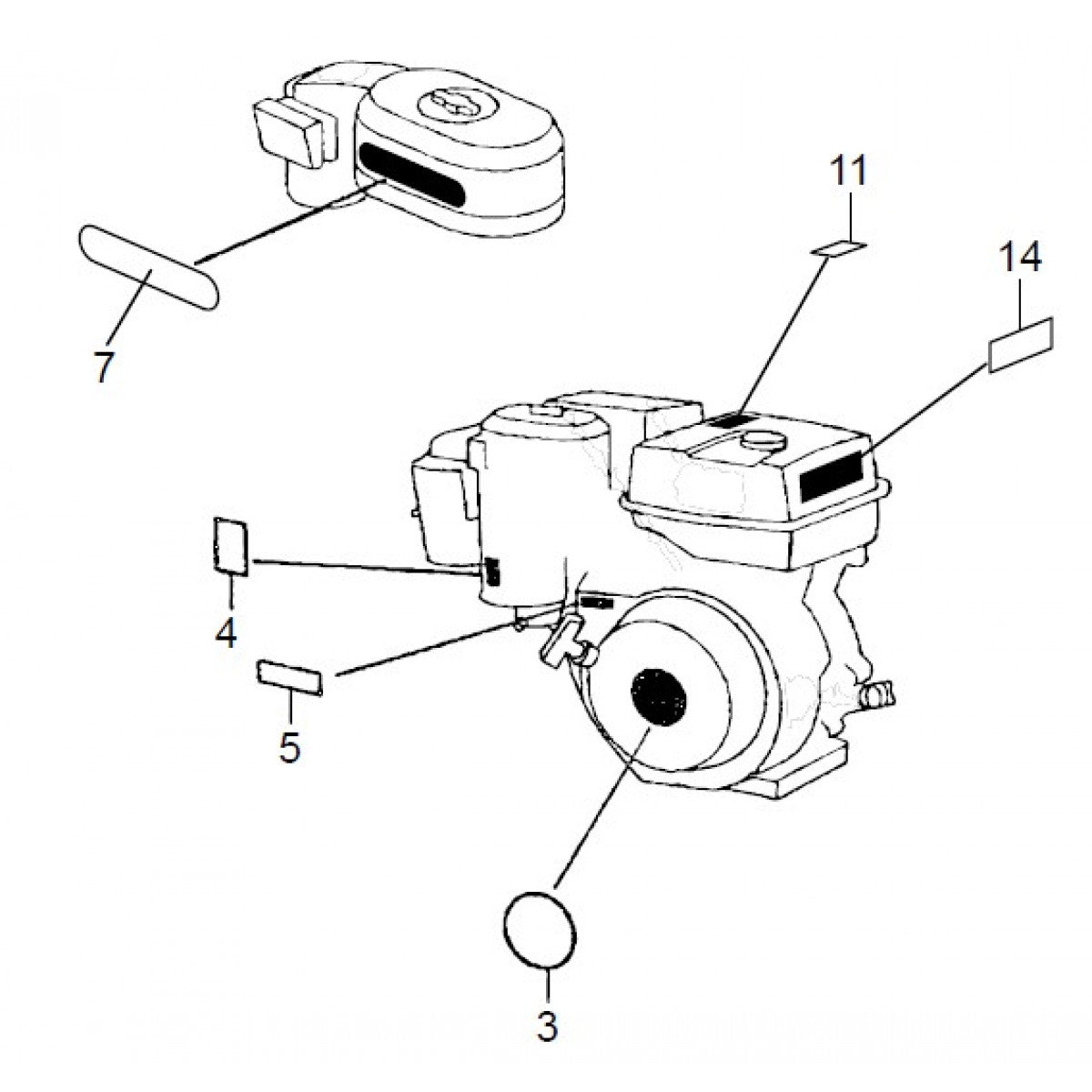 MVH208GH Honda GX240UT2SMXC Engine Labels Assembly Parts