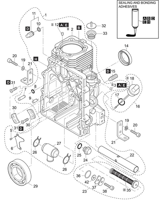 MVH308DZ HATZ 1B30 Engine Crankcase Assembly Parts