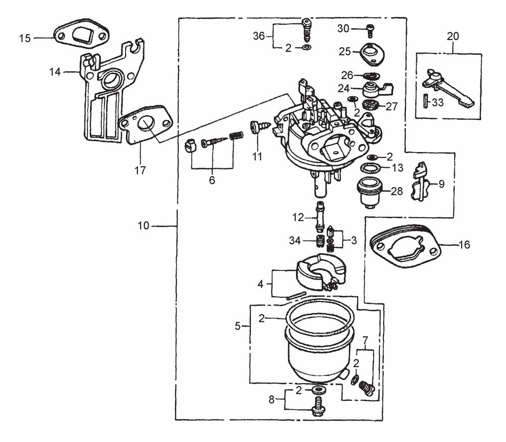 MVHR60H HONDA GX120K1SM12 Engine Carburetor Assembly Parts