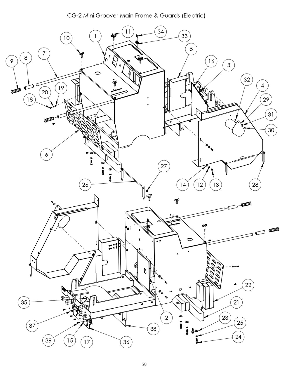 CG-2 (Electric) Mini Groover Main Frame &amp; Guards