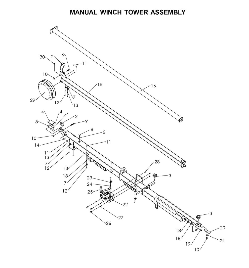 Maxi-Lite Laydown 15-20KW-Manual Winch Tower Assembly Parts By Allmand