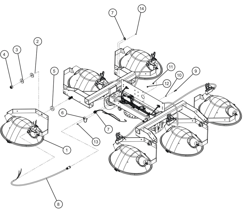 Maxi-Lite (SN 11-001672 to 11-999999) 6-Light SHO Lamp Holder Disconnect Install Group Assembly Parts by Allmand
