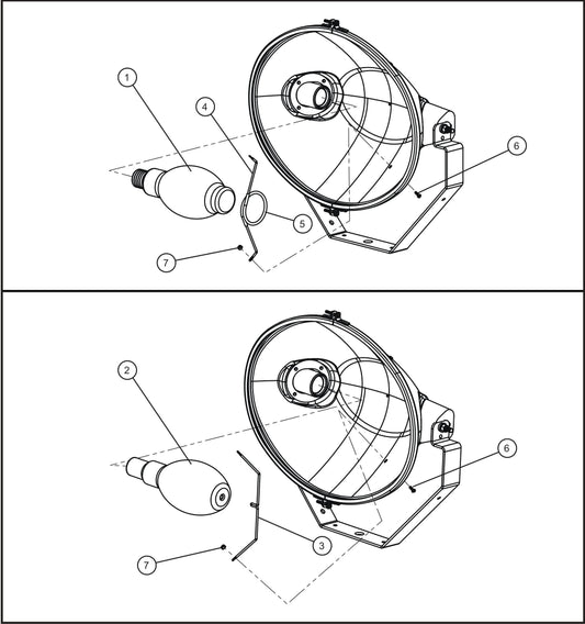 Maxi-Lite (SN 11-001672 to 11-999999) SHO Lamp Holder Bulb Options Assembly Parts by Allmand