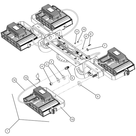Maxi-Lite (SN 11-001672 to 11-999999) 4-Light SMD LED Lamp Install Group Assembly Parts by Allmand