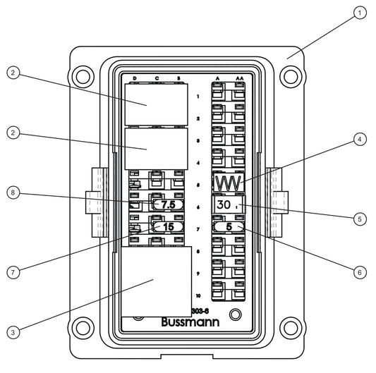 Maxi-Lite (SN 11-001672 to 11-999999) SLS Harness Bussmann PDM Fuse Box Assembly Parts by Allmand