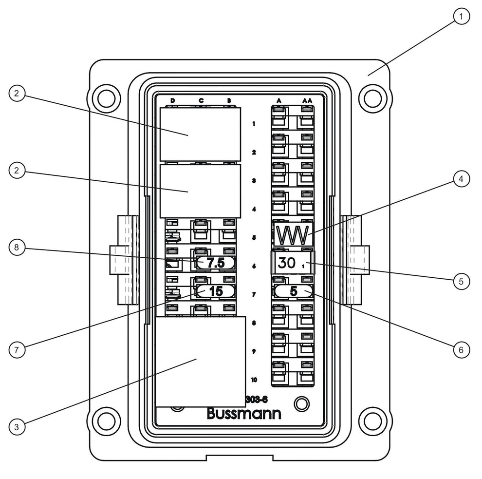 Maxi-Lite (SN 11-001672 to 11-999999) SLS Harness Bussmann PDM Fuse Box Assembly Parts by Allmand