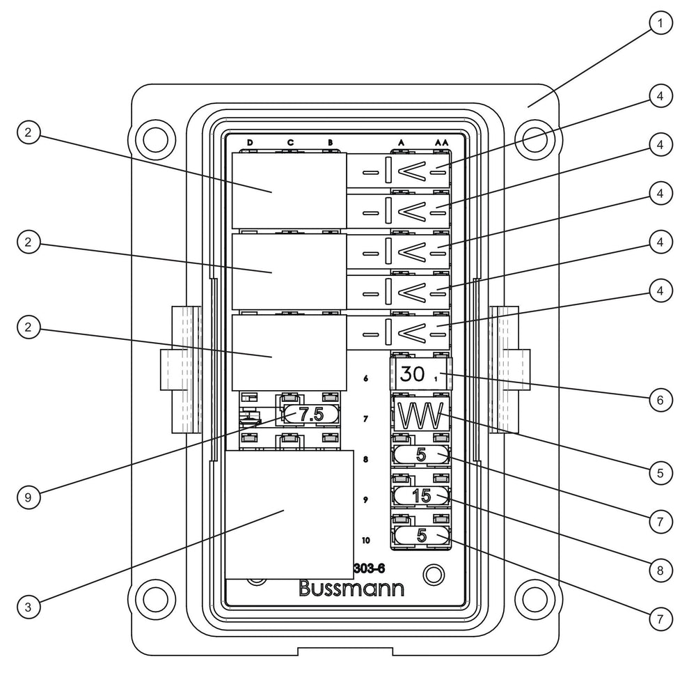 Maxi-Lite (SN 11-001672 to 11-999999) LSC Harness Bussmann PDM Fuse Box Assembly Parts by Allmand