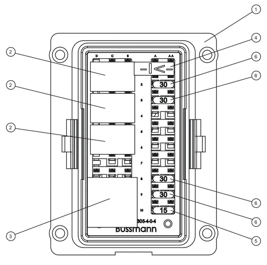 Maxi-Lite (SN 11-001672 to 11-999999) Isuzu DSE L401 MK II Fuse Box Assembly Parts by Allmand