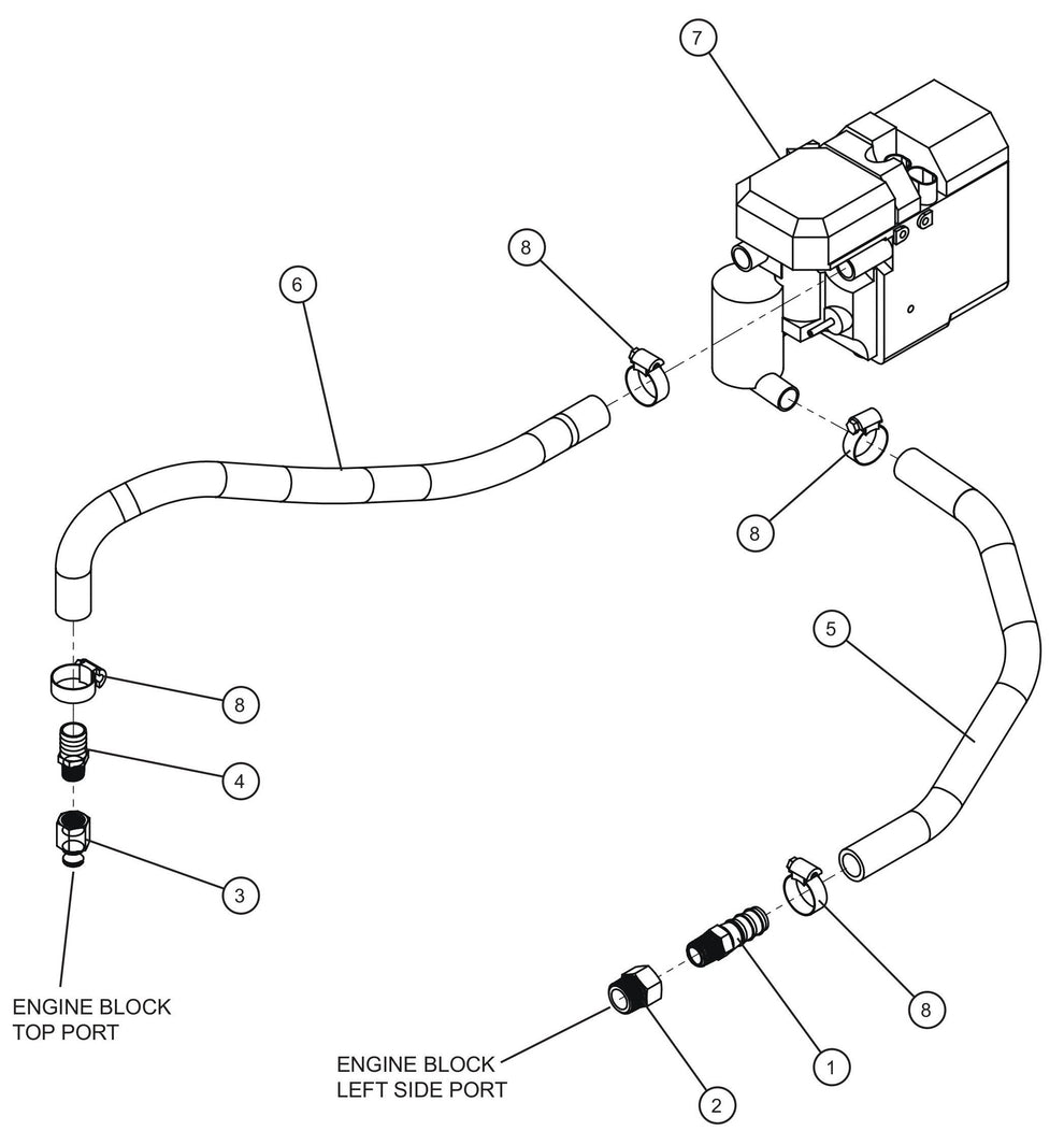 Maxi-Lite (SN 11-001672 to 11-999999) CAT C1.1 Webasto Thermo Top C Heater Lines Assembly Parts by Allmand