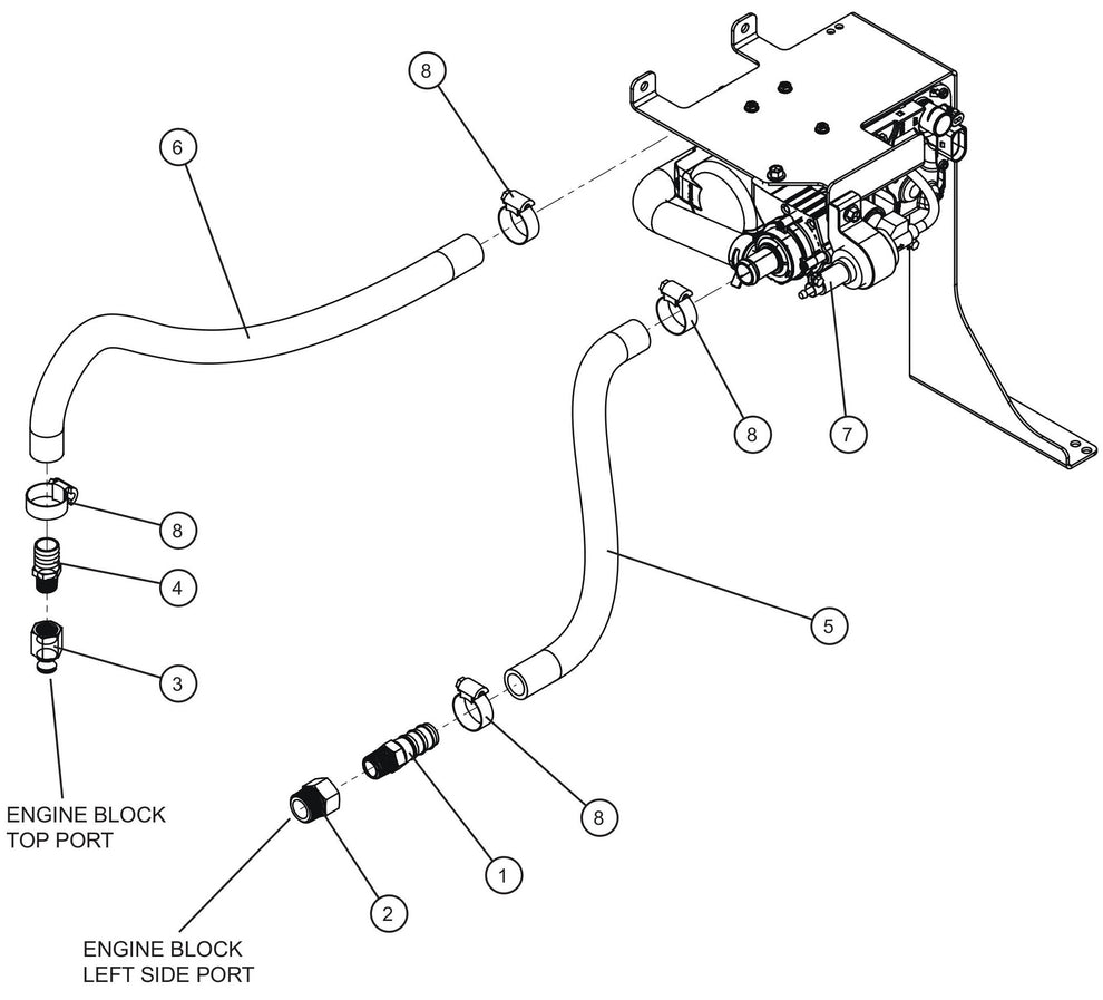 Maxi-Lite (SN 11-001672 to 11-999999) CAT C1.1 Webasto Thermo Top EVO Heater Lines Assembly Parts by Allmand