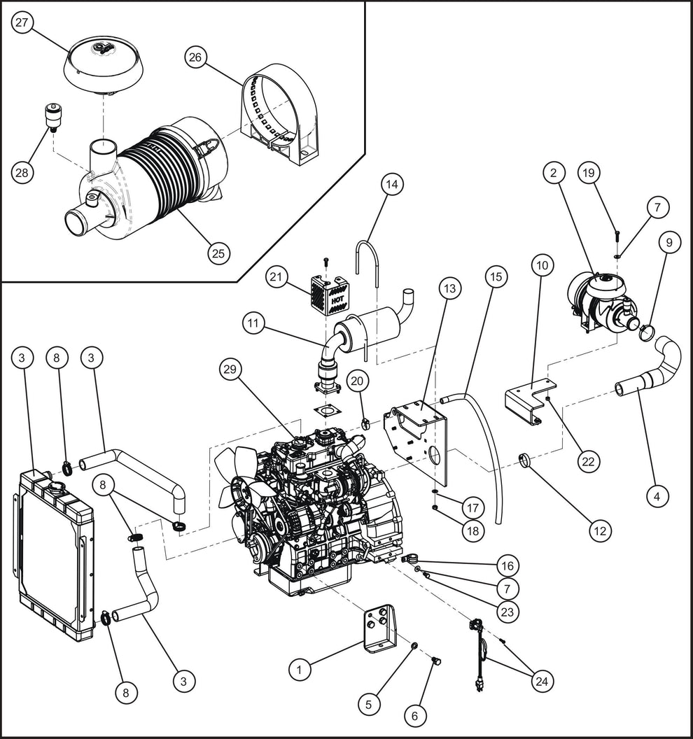 Maxi-Lite (SN 11-001672 to 11-999999) CAT C1.5 Turbo Engine Group (1 of 4) Assembly Parts by Allmand