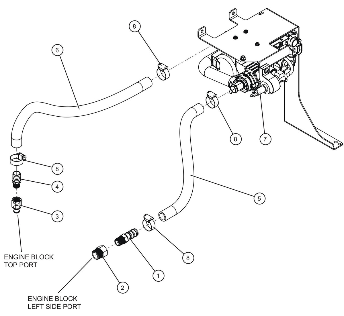 Maxi-Lite (SN 11-001672 to 11-999999) CAT C1.5 Turbo Webasto Thermo Top EVO Heater Lines Assembly Parts by Allmand