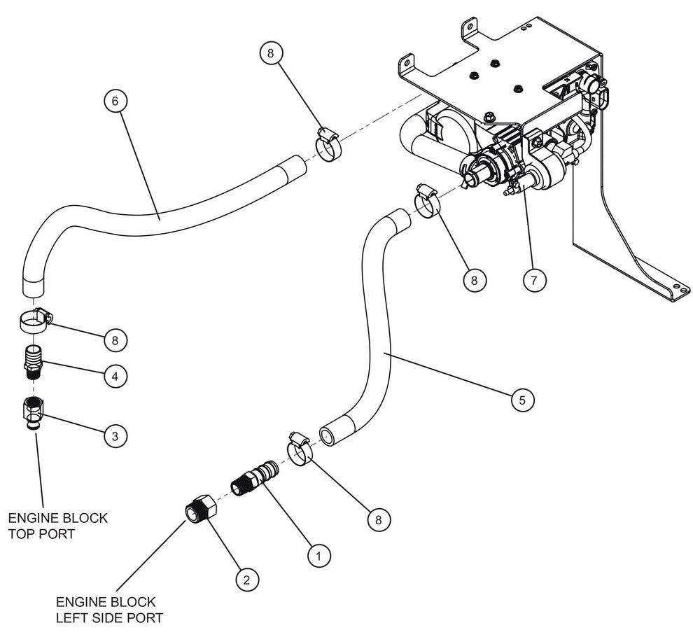 Maxi-Lite (SN 11-001672 to 11-999999) CAT C1.5 Turbo Webasto Thermo Top EVO Heater Lines Assembly Parts by Allmand