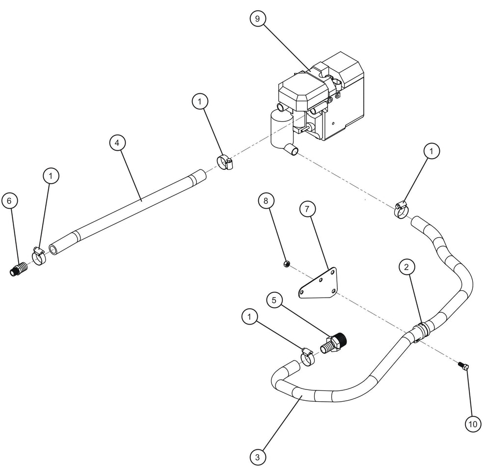 Maxi-Lite (SN 11-001672 to 11-999999) Kubota D1005/1105 Webasto Thermo Top C Heater Lines Assembly Parts by Allmand