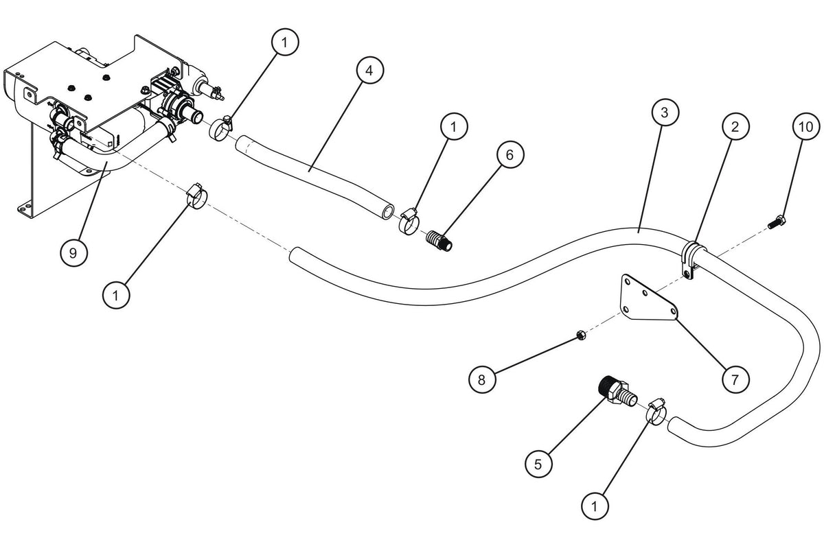 Maxi-Lite (SN 11-001672 to 11-999999) Kubota D1005/1105 Webasto Thermo Top EVO Heater Lines Assembly Parts by Allmand