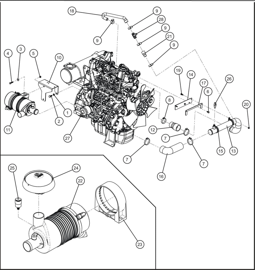 Maxi-Lite (SN 11-001672 to 11-999999) Isuzu 4LE2T Engine DSE 4520 Assembly Group (2 of 4) Parts by Allmand