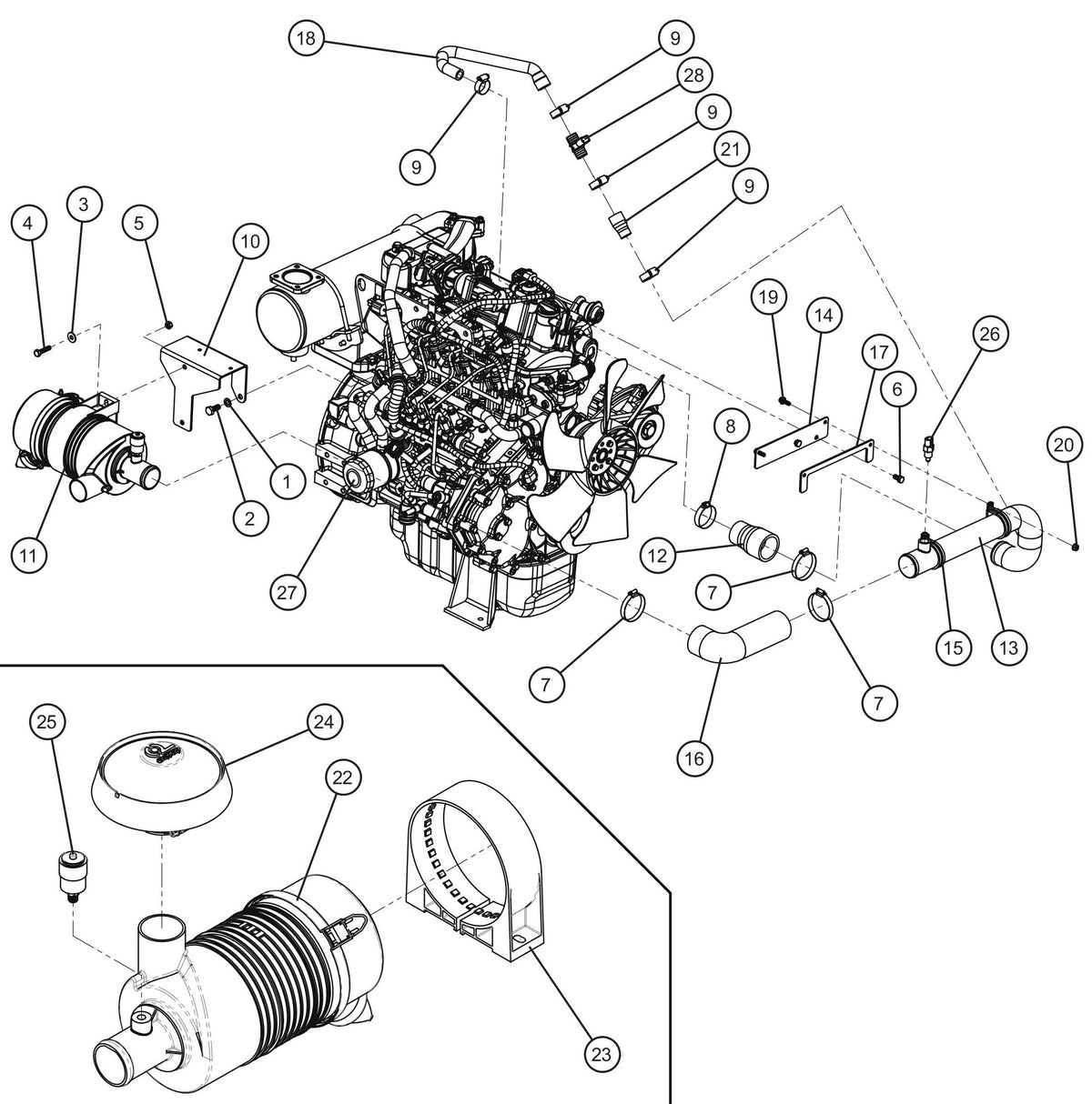 Maxi-Lite (SN 11-001672 to 11-999999) Isuzu 4LE2T Engine DSE L401 Assembly Group (2 of 4) Parts by Allmand
