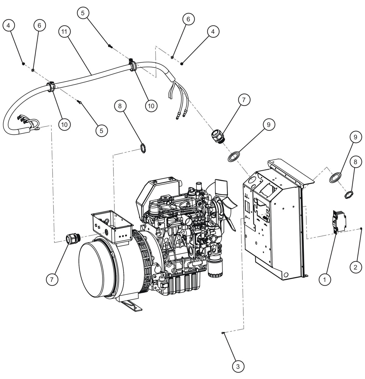Maxi-Lite (SN 11-001672 to 11-999999) 8kW Marathon Generator Cord Install Group Assembly Parts by Allmand