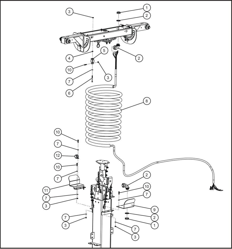 Maxi-Lite (SN 11-001672 to 11-999999) Vertical Tower 4-Light SMD LED Nycoil Tower Cord Assembly Parts by Allmand