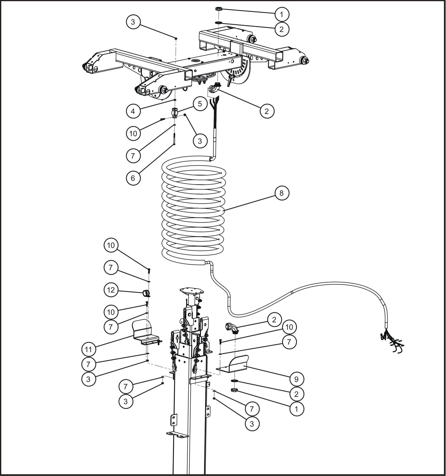 Maxi-Lite (SN 11-001672 to 11-999999) Vertical Tower 6-Light SMD LED Nycoil Tower Cord Assembly Parts by Allmand