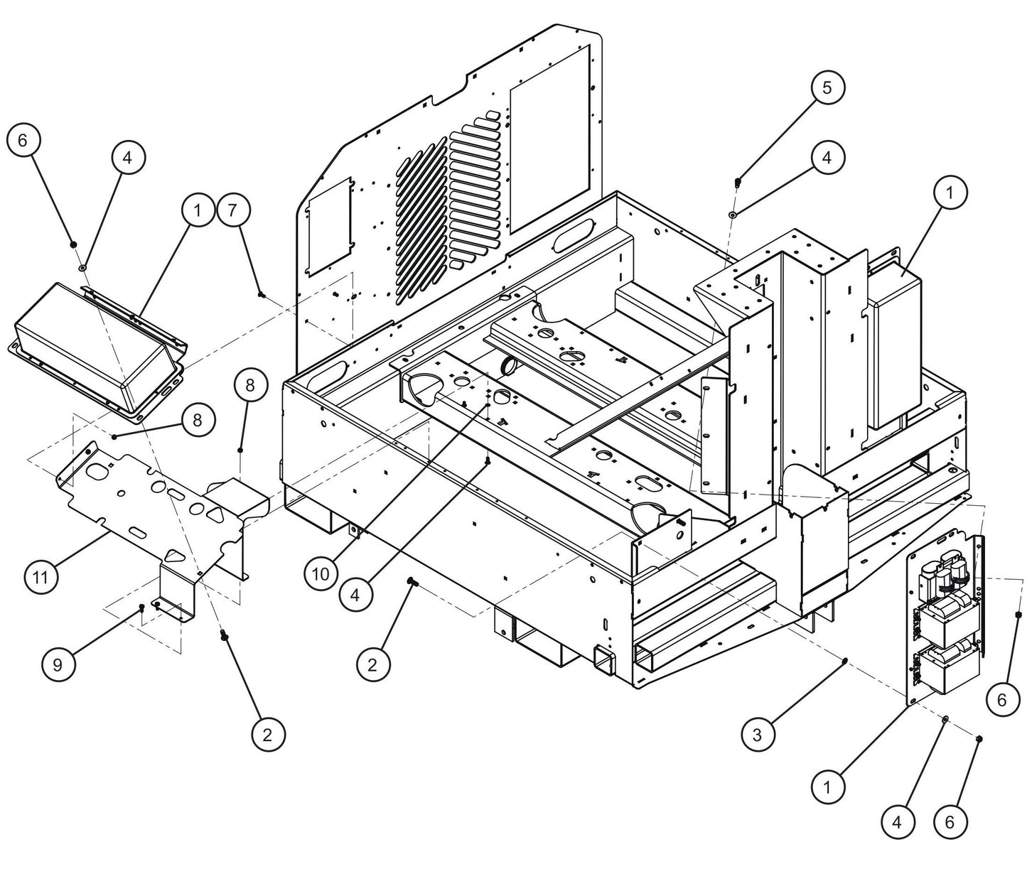 Maxi-Lite (SN 11-001672 to 11-999999) 6-Light Ballast Box Install Group Assembly Parts by Allmand