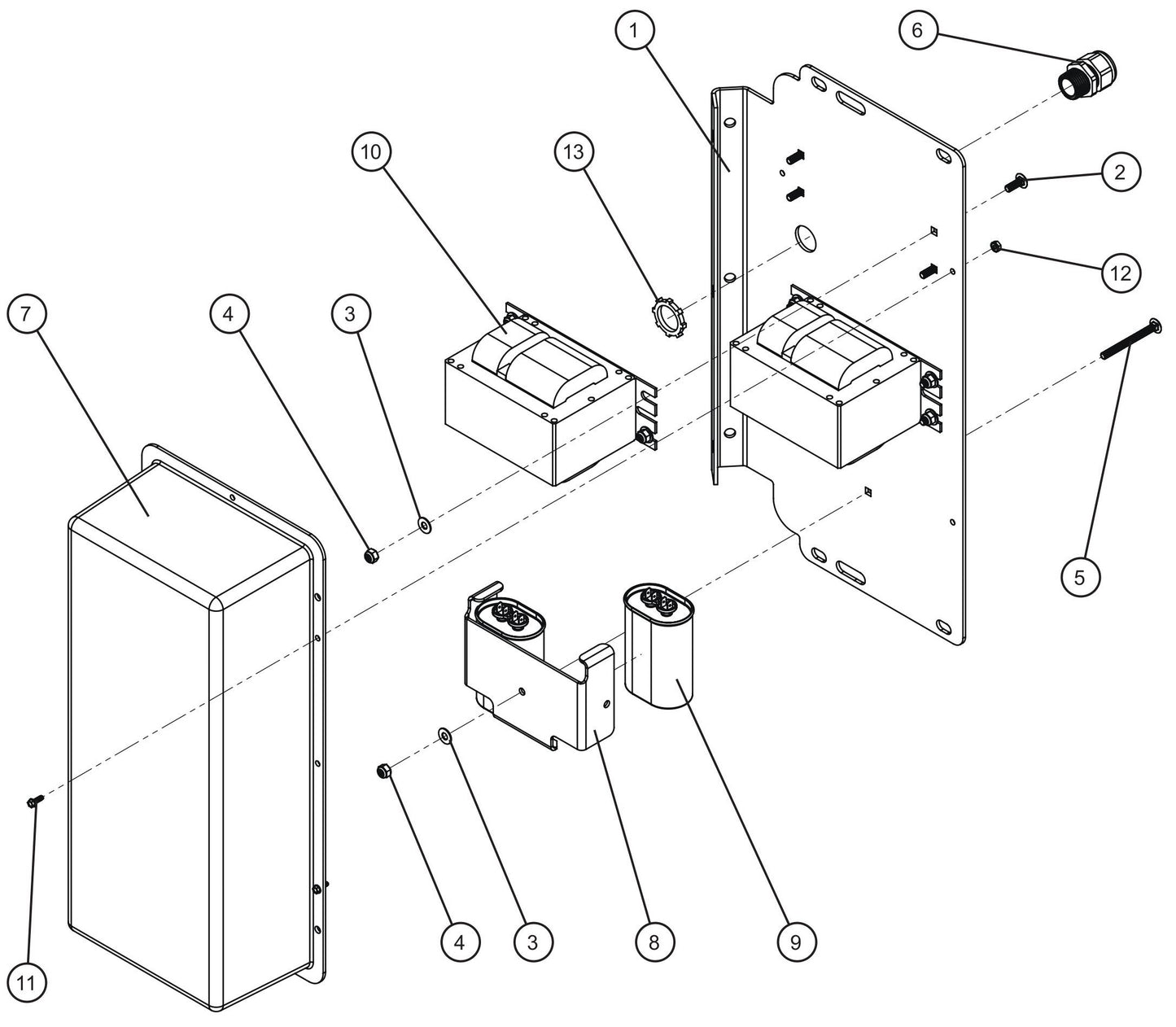 Maxi-Lite (SN 11-001672 to 11-999999) 1000W 60Hz 120V Ballast Box Assembly Parts by Allmand