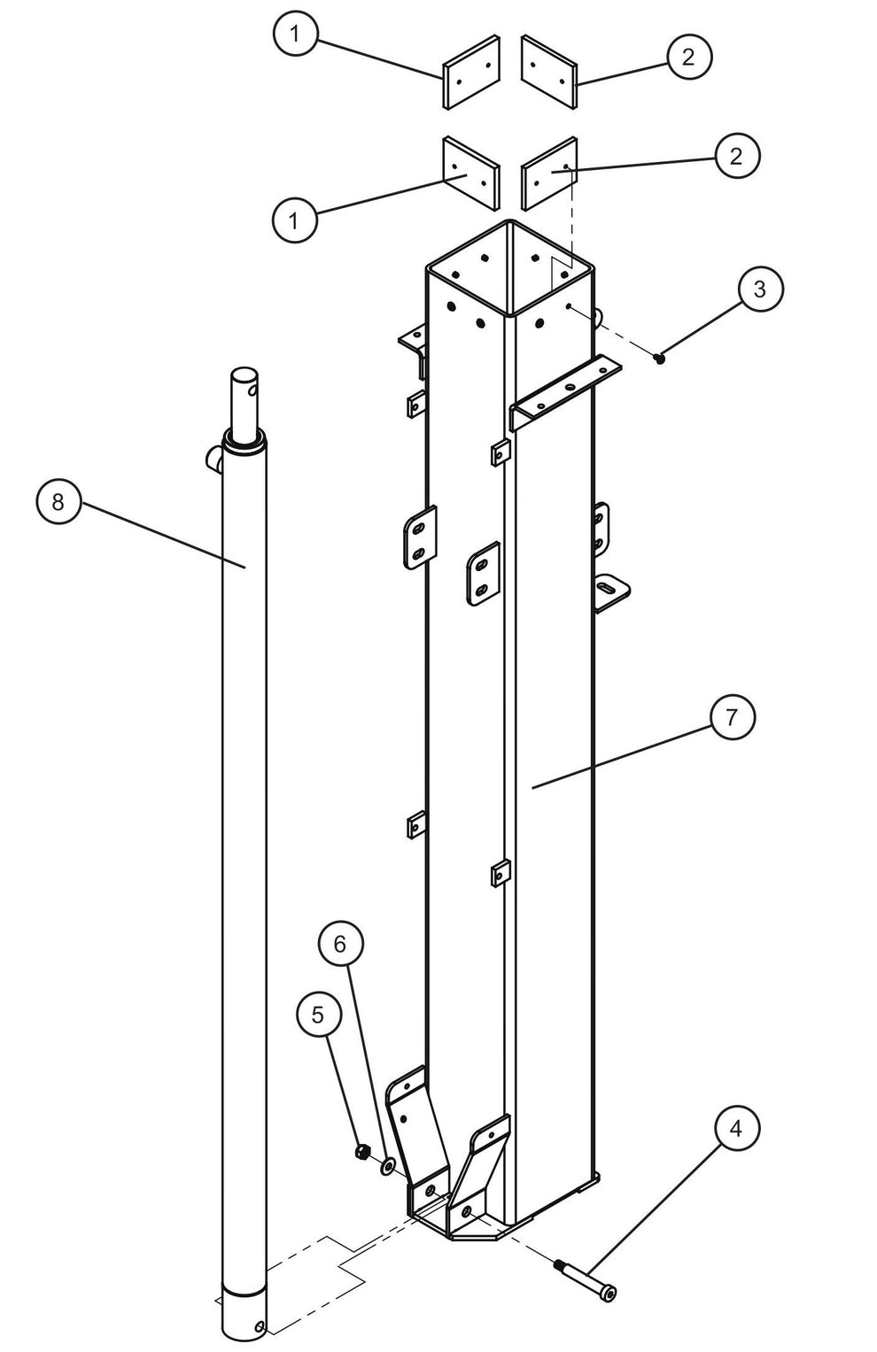 LD Series Maxi-Lite II-Vertical Tower Old Style (1 of 5) Assembly Parts By Allmand