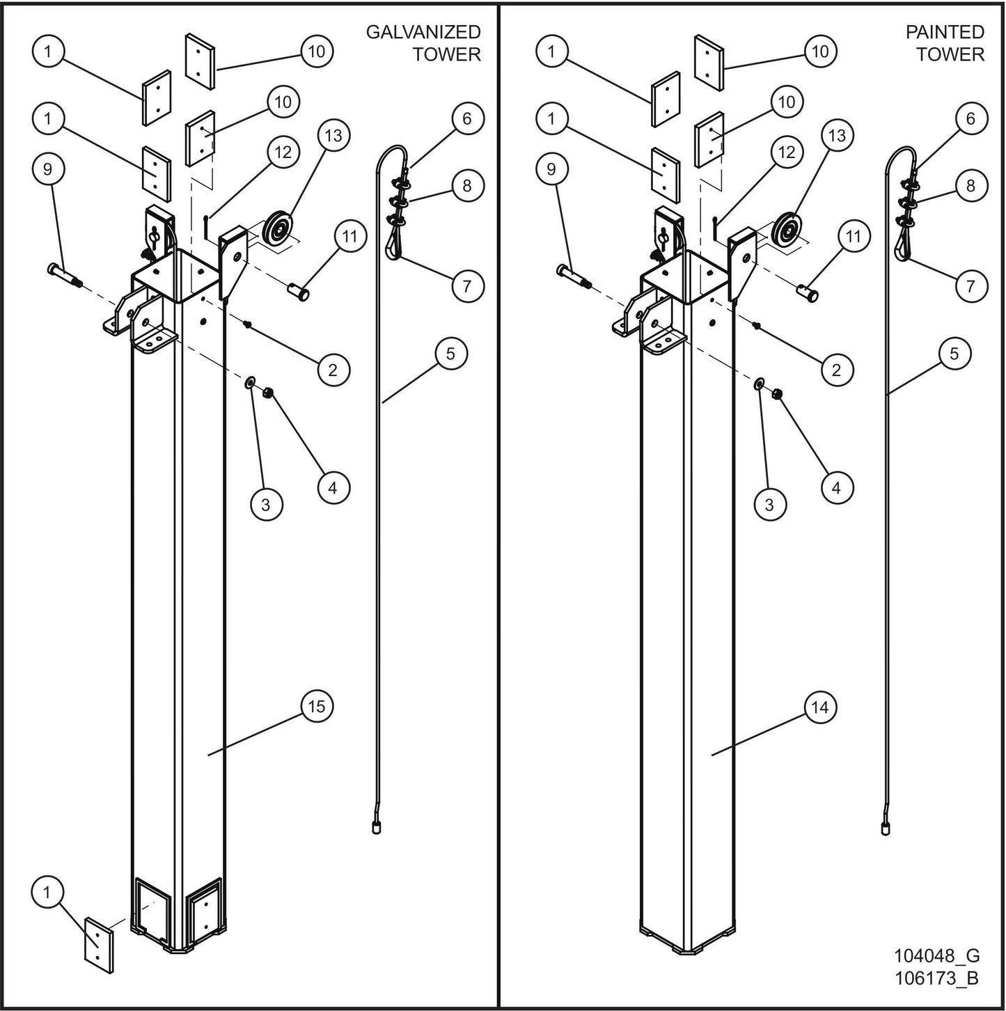 LD Series Maxi-Lite II-Vertical Tower Old Style (2 of 5) Assembly Parts By Allmand