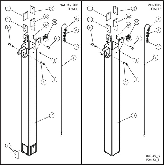 LD Series Maxi-Lite II-Vertical Tower Old Style (2 of 5) Assembly Parts By Allmand