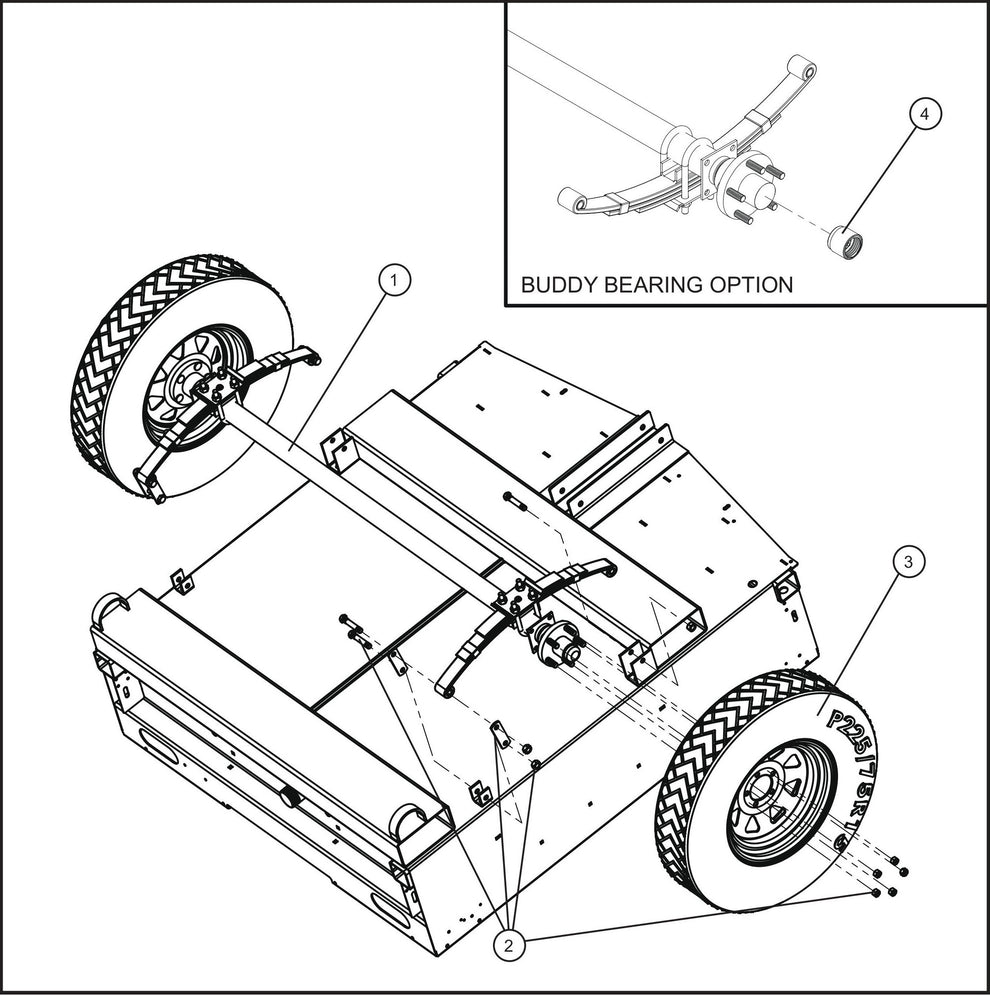 LD Series Maxi-Lite II-Axle and Wheels Assembly Parts By Allmand