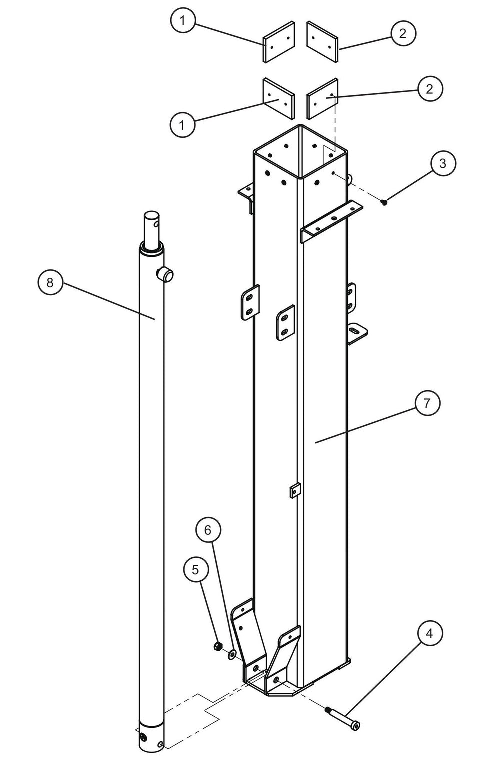 V-Series Maxi-Lite II Vertical Tower Parts New Style (1 of 5) Assembly Parts By Allmand