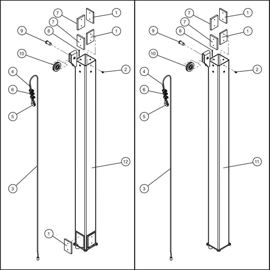V-Series Maxi-Lite II Vertical Tower Parts New Style (3 of 5) Assembly Parts By Allmand