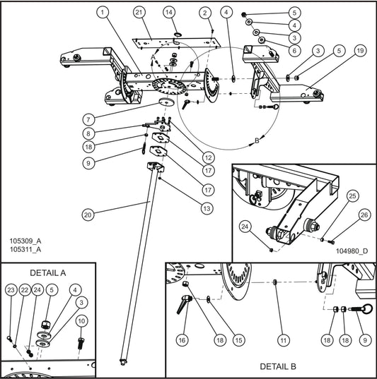 LD Series Maxi-Lite II-Vertical Tower 6-Light Bar Assembly Parts By Allmand
