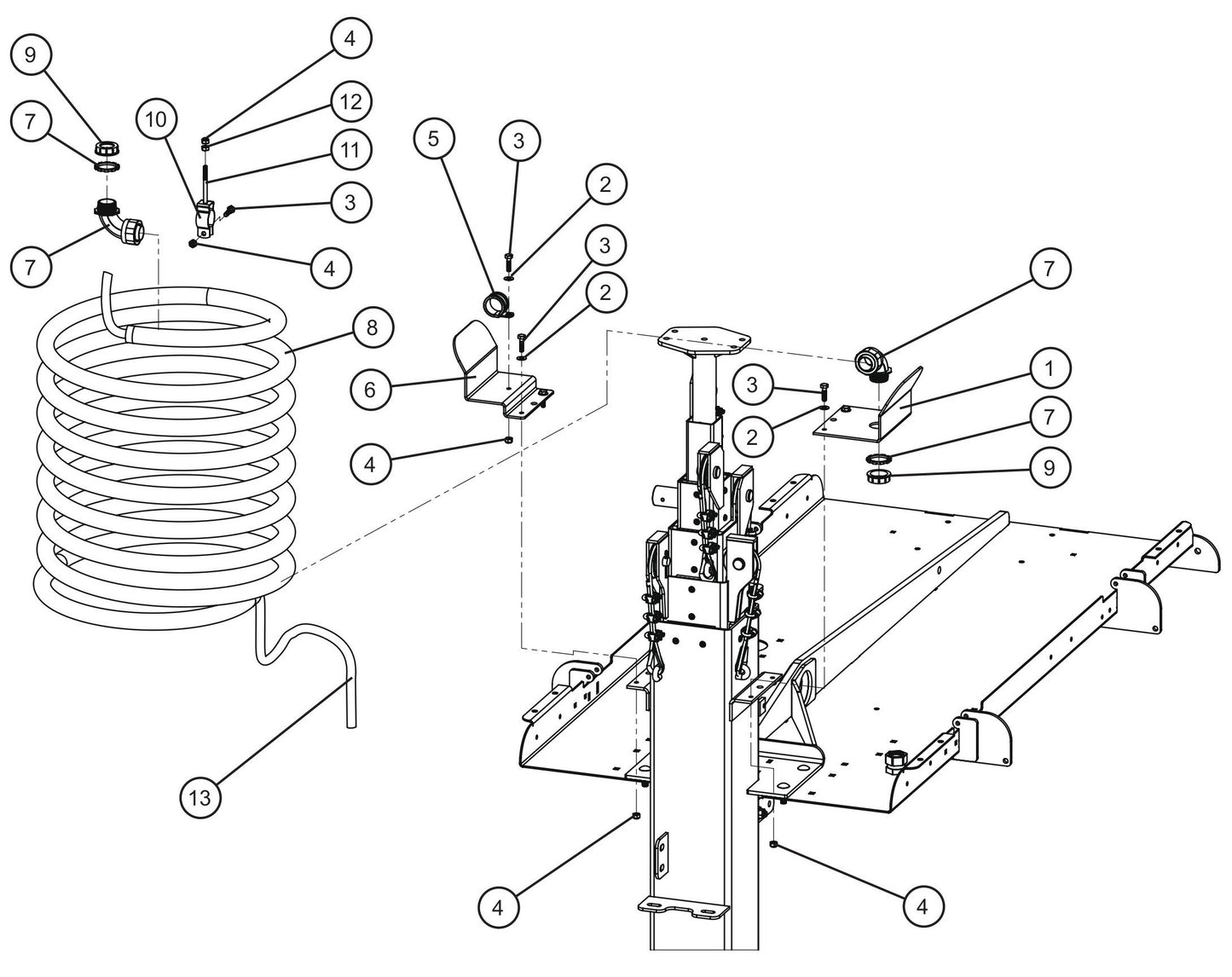 V-Series Maxi-Lite II Vertical Tower 16/14 Nycoil Cord Group Assembly Parts By Allmand