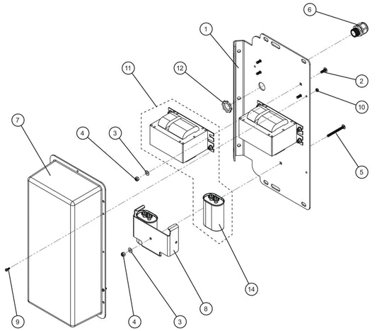 V-Series Maxi-Lite II 1000W 50Hz 120V Ballast Box Assembly Parts By Allmand