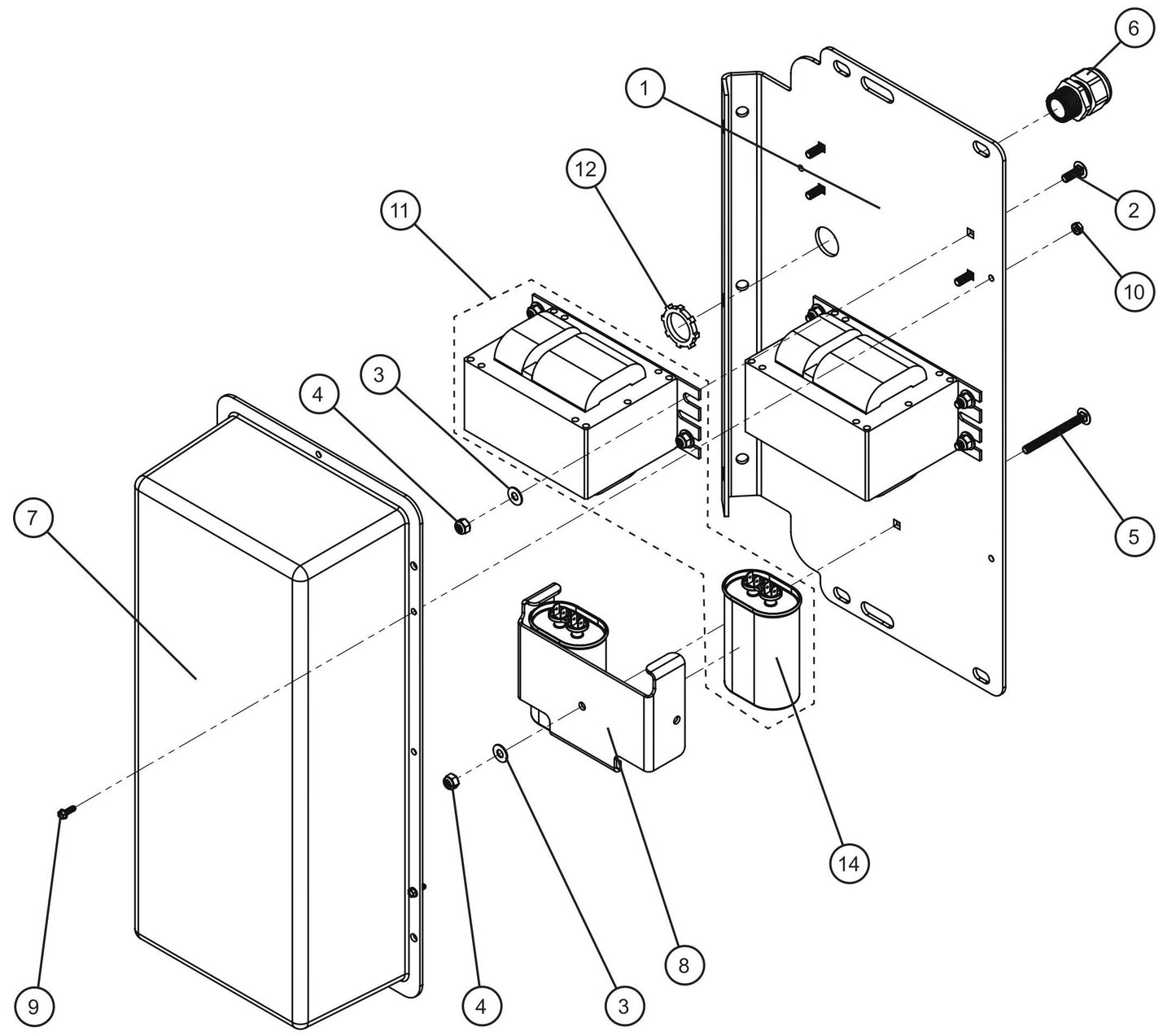 LD Series Maxi-Lite II-1000W 50Hz 220V Ballast Box Assembly Parts By Allmand