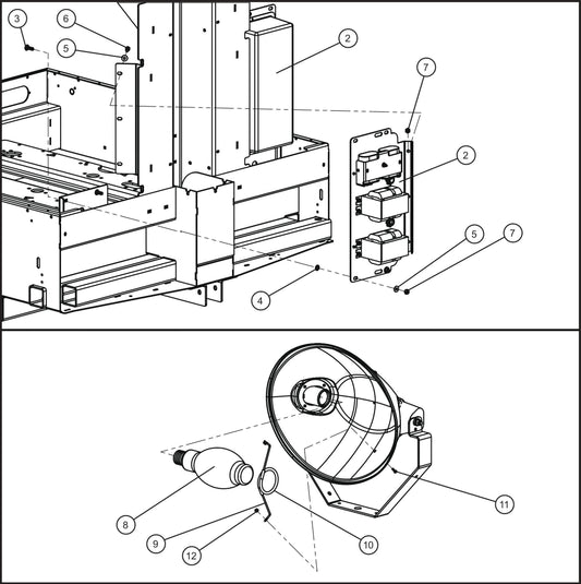 LD Series Maxi-Lite II-1250W Lamps w/ 60Hz 240V Ballast Boxes (1 of 2) Assembly Parts By Allmand
