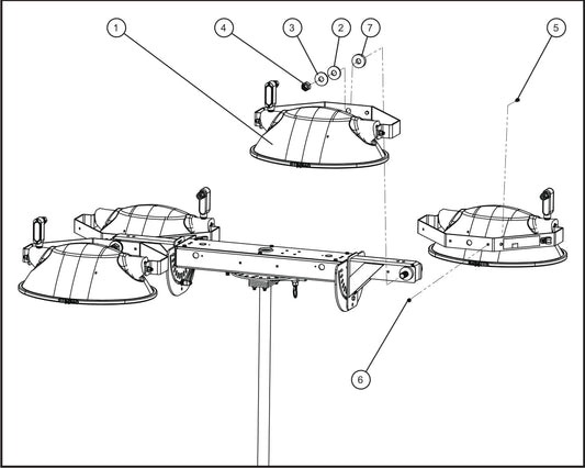 LD Series Maxi-Lite II 4-SHO Light Fixtures Assembly Parts By Allmand