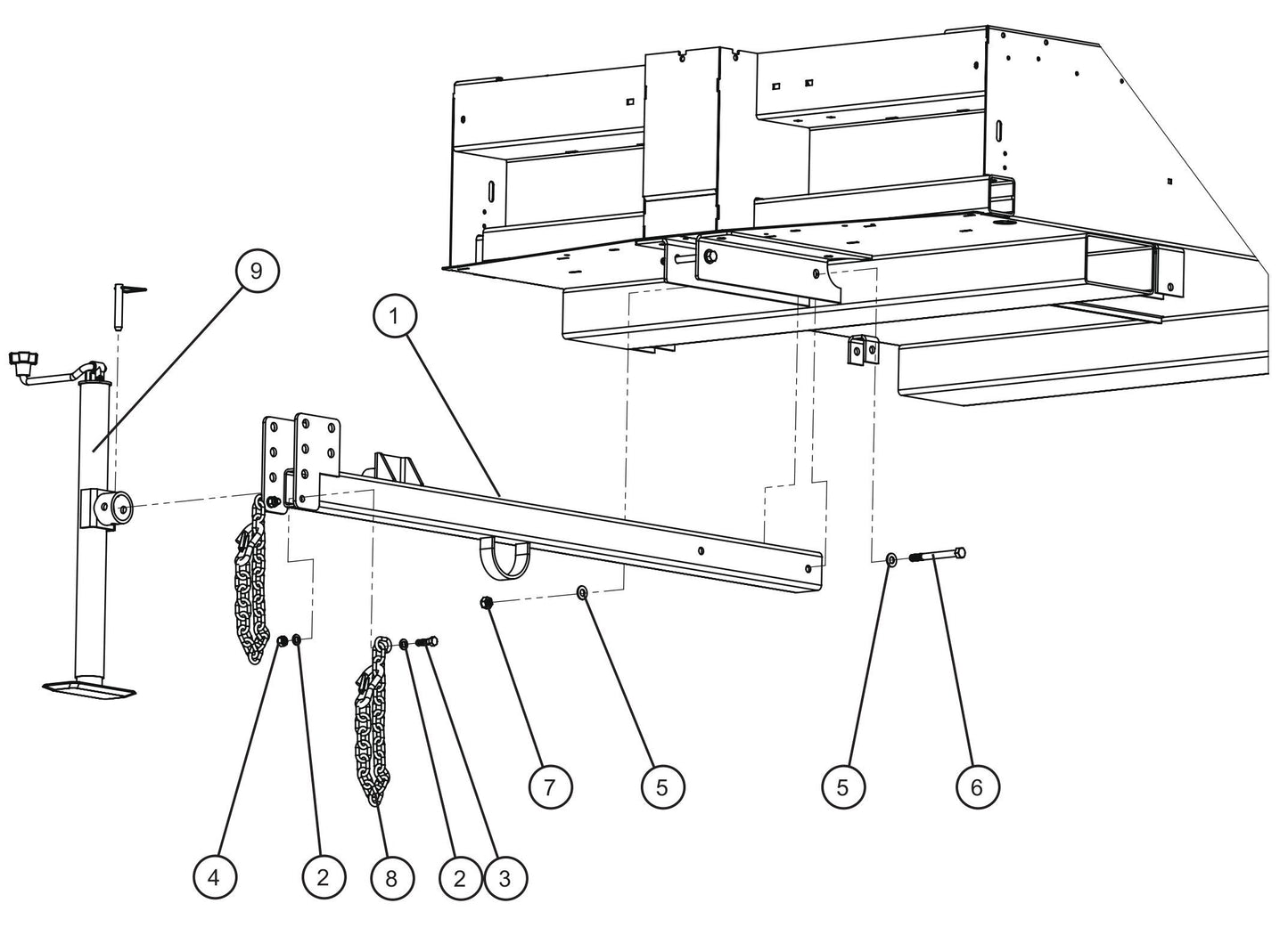 V-Series Maxi-Lite II Old Style Tube-Mount Tongue Assembly Parts By Allmand