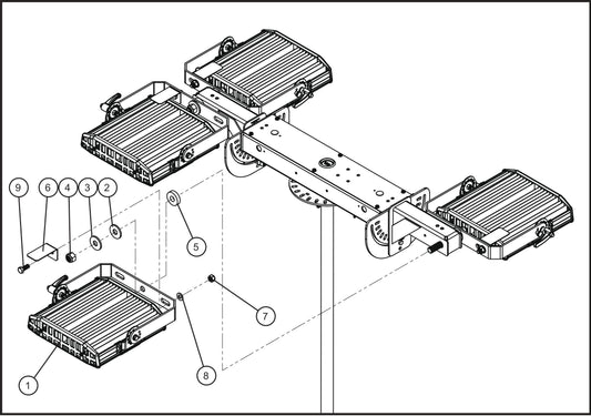 LD Series Maxi-Lite II 4-Conssin LED Light Fixtures Assembly Parts By Allmand