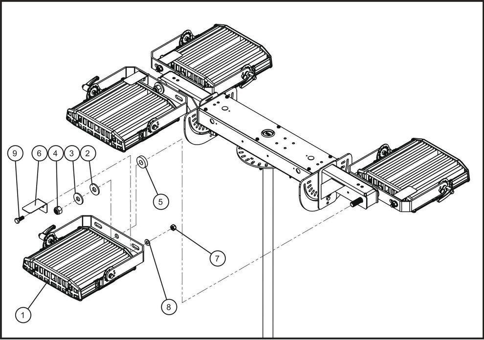 LD Series Maxi-Lite II 4-Conssin LED Light Fixtures Assembly Parts By Allmand